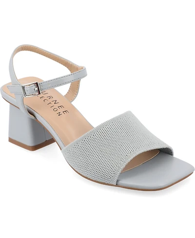 Journee Collection Women's Evylinn Knit Block Heel Dress Sandals