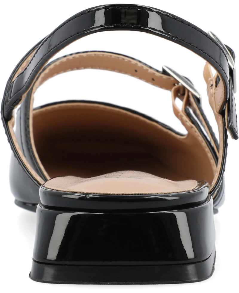 Journee Collection Women's Gretchenn Multi Strap Square Toe Mary Jane Flats