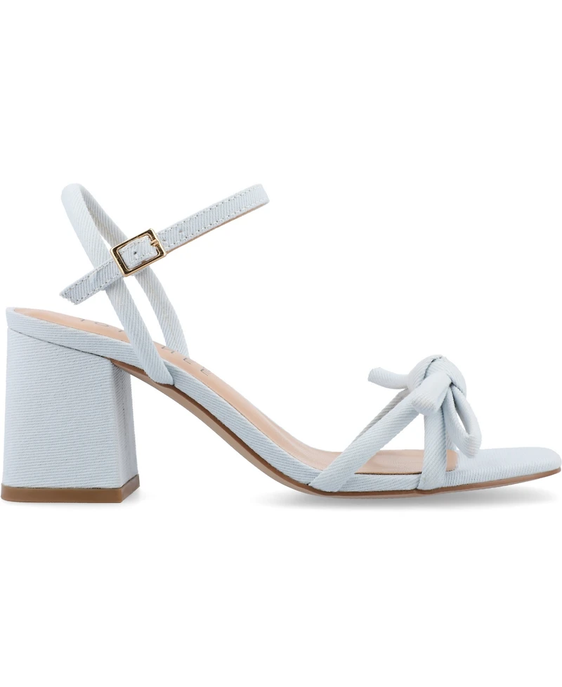 Journee Collection Women's Meryl Bow Block Heel Dress Sandals