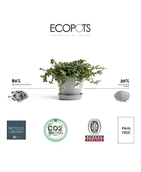 Ecopots Antwerp Indoor and Outdoor Planter with Saucer, 4.5in