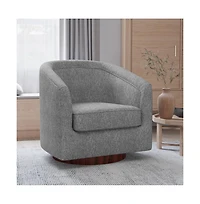 Wyn Upholstered Club Style Barrel Chair With Sloped Armrests And 360 Degree Swivel Base In A Vinyl Wrap