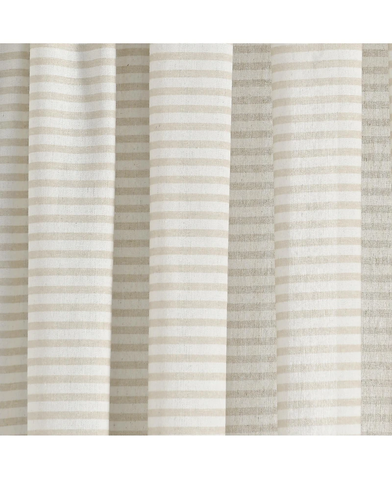 Boho Coastal Horizontal Ticking Stripe Tassel Window Curtain Panels