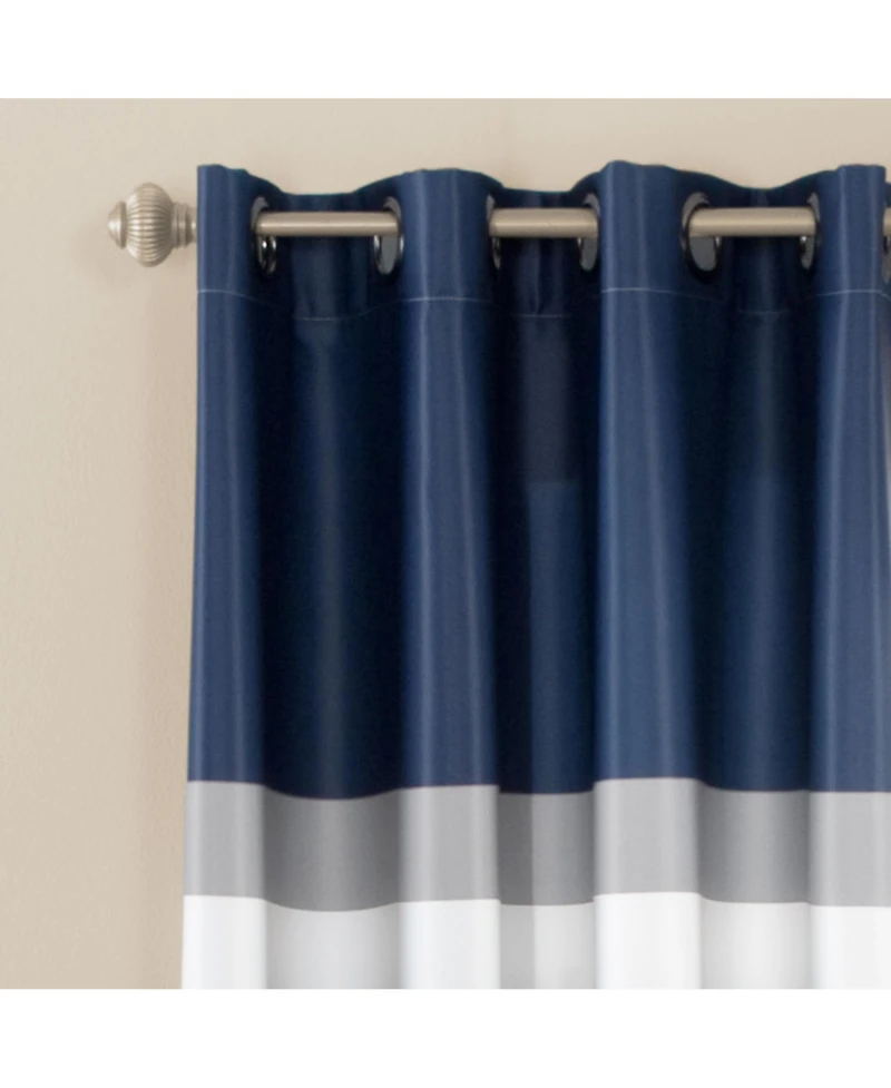 Alexander Stripe Light Filtering Window Curtain Panels Navy 52x95 Set