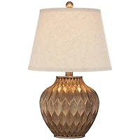 360 Lighting Buckhead Modern Accent Table Lamp 22" High Warm Bronze Brown Sculptural Geometric Drum Shade for Bedroom Living Room Bedside Nightst