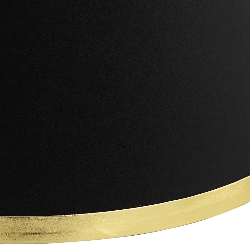 Springcrest Collection Set of 2 Hardback Drum Lamp Shades Black Medium 13" Top x 15" Bottom x 10" Slant Spider Replacement Harp and Fin