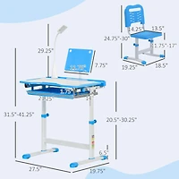 Qaba Kids Desk and Chair Set with Tilt Desktop, Storage Drawer,