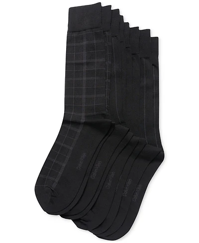 Calvin Klein Men's Crew Length Microfiber Dress Socks, Assorted Patterns, Pack of 4
