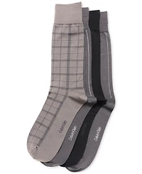 Calvin Klein Men's Crew Length Microfiber Dress Socks, Assorted Patterns, Pack of 4