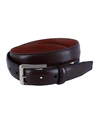 Trafalgar Men's 30MM Pebble Grain Leather Belt with Silver Buckle