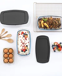 JoyJolt Glass Set of 3 Loaf Pans with Lids