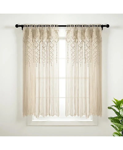 Boho Macrame Textured Cotton Window Curtain/Room Divider/Doorway/Wall Decor