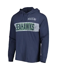 Men's '47 Brand College Navy Distressed Seattle Seahawks Field Franklin Hooded Long Sleeve T-shirt