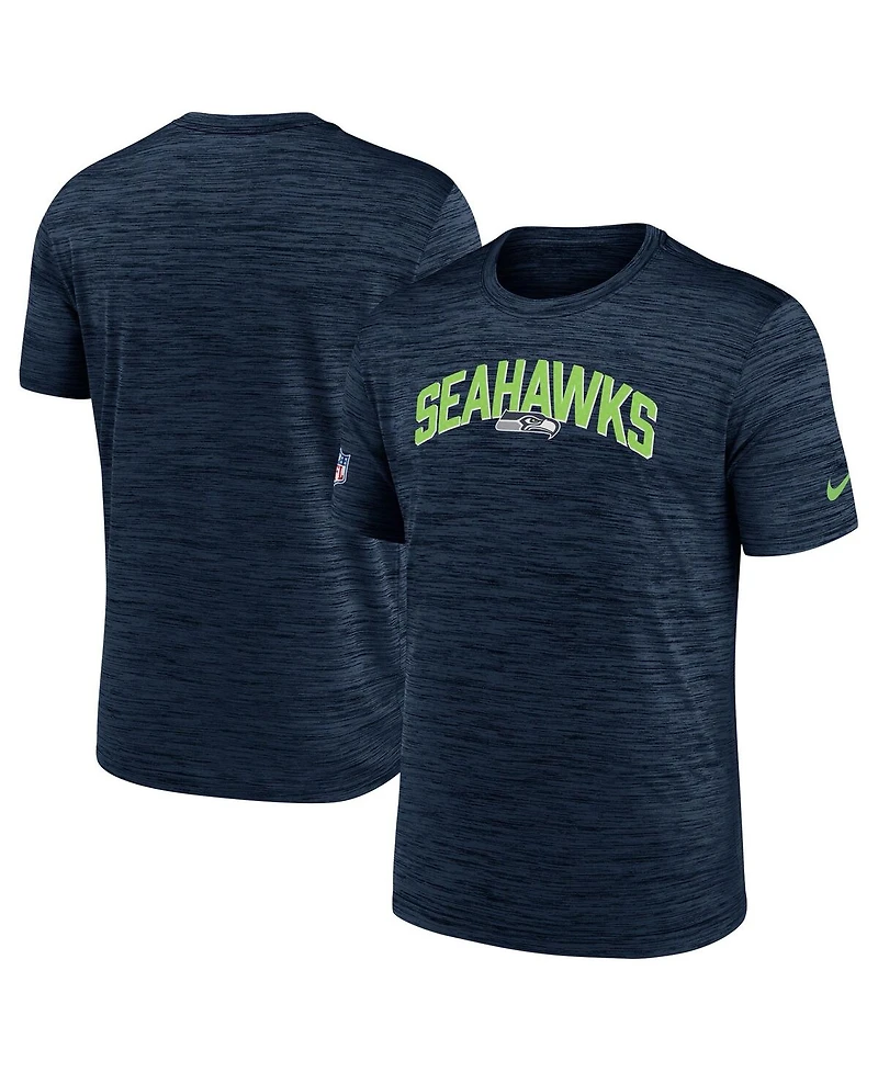 Men's Nike Navy Seattle Seahawks Sideline Velocity Athletic Stack Performance T-shirt