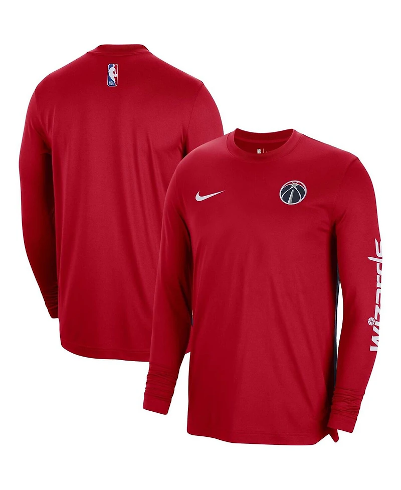 Men's and Women's Nike Red Washington Wizards 2023/24 Authentic Pregame Long Sleeve Shooting T-shirt