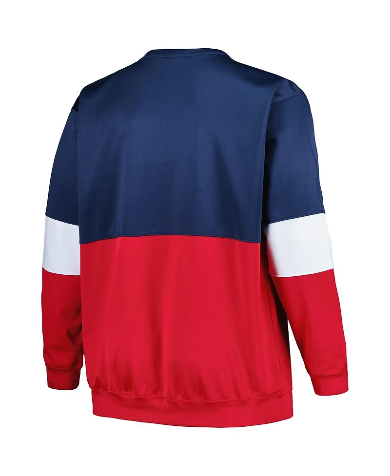 Men's Fanatics Navy, Red New Orleans Pelicans Big and Tall Split Pullover Sweatshirt