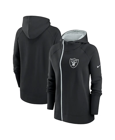 Women's Nike Black Las Vegas Raiders Asymmetrical Raglan Full-Zip Hoodie