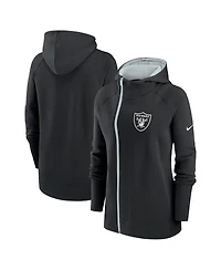 Women's Nike Black Las Vegas Raiders Asymmetrical Raglan Full-Zip Hoodie