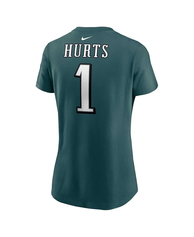 Women's Nike Jalen Hurts Midnight Green Philadelphia Eagles Player Name and Number T-shirt