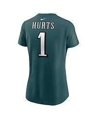 Women's Nike Jalen Hurts Midnight Green Philadelphia Eagles Player Name and Number T-shirt