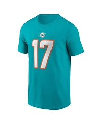 Men's Nike Jaylen Waddle Aqua Miami Dolphins Player Name and Number T-shirt