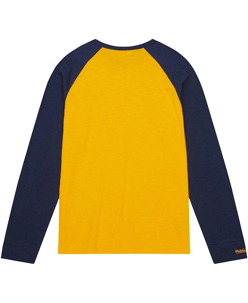 Men's Mitchell & Ness Maize Michigan Wolverines Legendary Slub Raglan Long Sleeve T-shirt