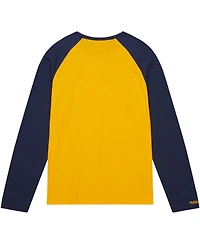 Men's Mitchell & Ness Maize Michigan Wolverines Legendary Slub Raglan Long Sleeve T-shirt