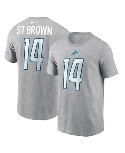Men's Nike Amon-Ra St. Brown Gray Detroit Lions Player Name and Number T-shirt