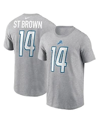 Men's Nike Amon-Ra St. Brown Gray Detroit Lions Player Name and Number T-shirt