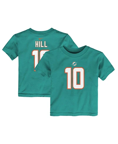 Toddler Boys and Girls Nike Tyreek Hill Aqua Miami Dolphins Player Name Number T-shirt