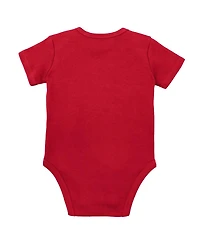 Baby Boys and Girls Mitchell & Ness Scarlet, Heather Gray Nebraska Huskers 3-Pack Bodysuit, Bib and Bootie Set
