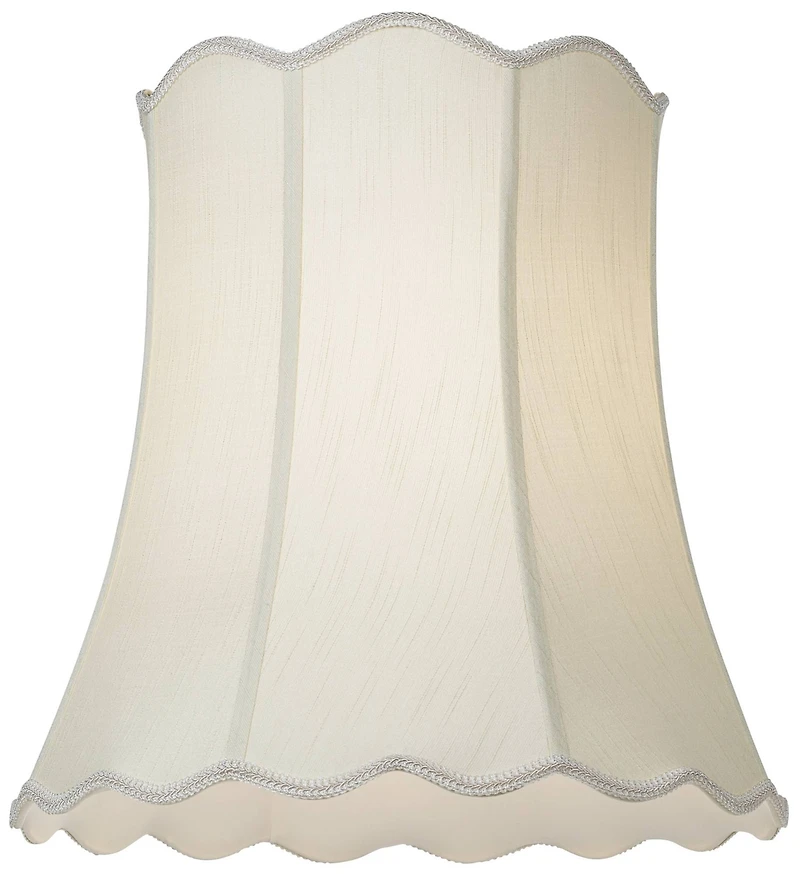 Imperial Shade Creme Large Scallop Bell Lamp Shade 14" Top x 20" Bottom x 20" Slant x 19.75 High (Spider) Replacement with Harp and Fin