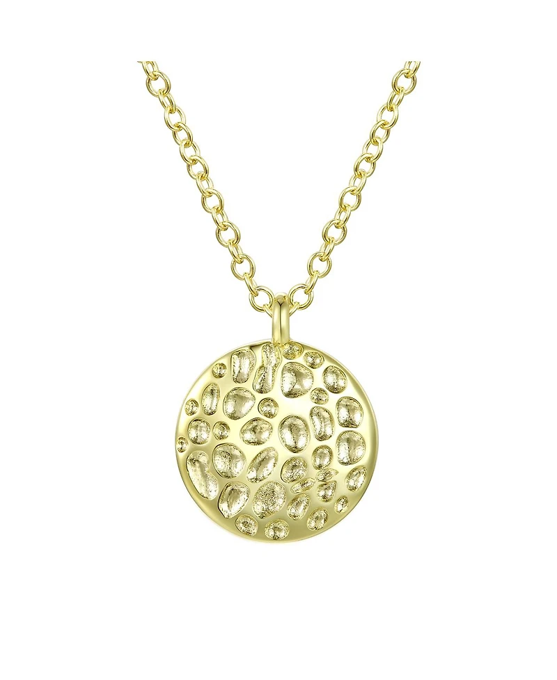Classic 14K Gold Plated Round Shaped Engraved Pendant Necklace