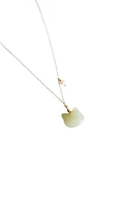 seree Choupette — Cat green jade pendant necklace