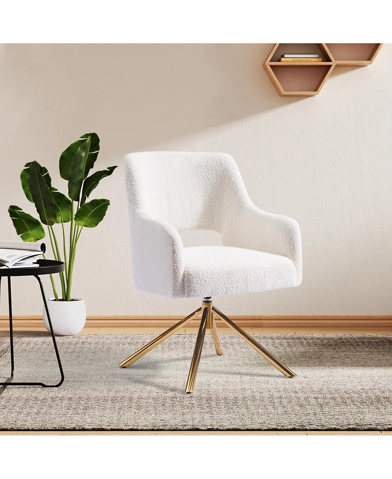 Mid-Century Modern Wide Boucle Swivel Accent Arm Chair (Set of