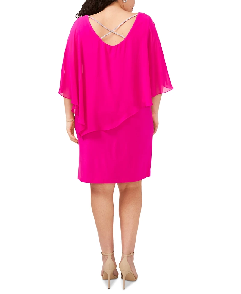 Msk Plus Size Embellished Chiffon-Overlay Dress
