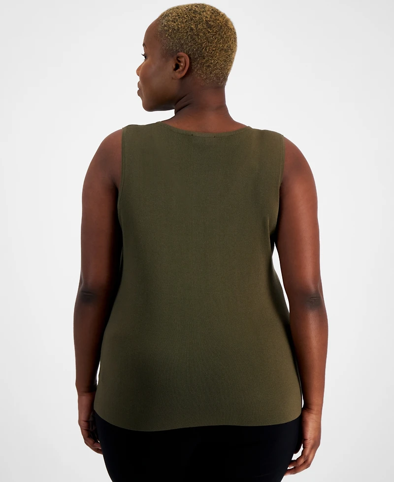 Tahari Asl Plus Size V-Neck Sleeveless Tank Top