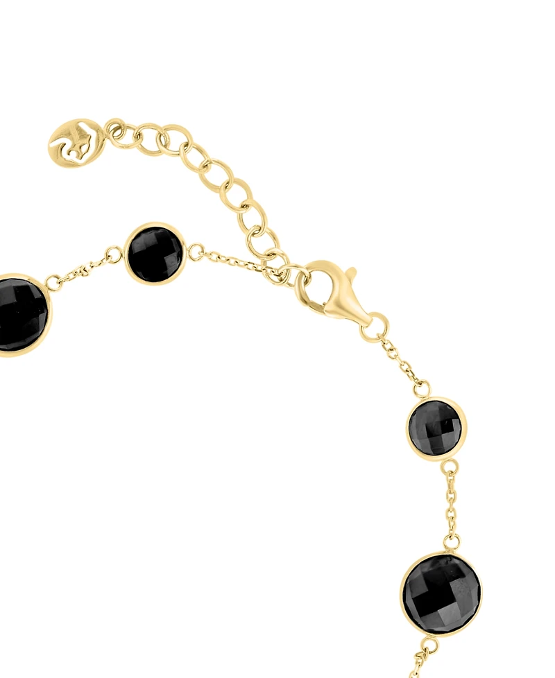 Effy Onyx Bezel-Set Graduated Station Link Bracelet in 14k Gold