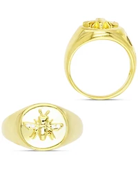 Cubic Zirconia Bee High-Polished Oval-Style Signet Ring