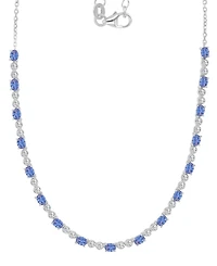 Cubic Zirconia Oval & Round Tennis Necklace, 18" + 2" extender