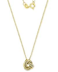 Cubic Zirconia Love Knot Pendant Necklace in 14k Gold-Plated Sterling Silver, 18" + 2" extender