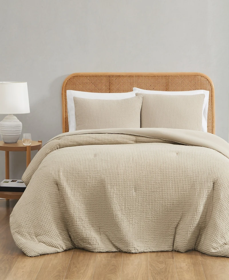 Truly Soft Textured Waffle 3 Piece Comforter Set, King