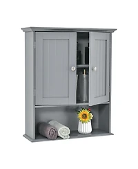 Wall Mount Bathroom Cabinet Storage Organizer with Doors and Shelves