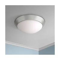 360 Lighting Davis Modern Ceiling Light Flush Mount Fixture 11" Wide Brushed Nickel Frosted Glass Dome Shade for Bedroom Kitchen Living Room Hall