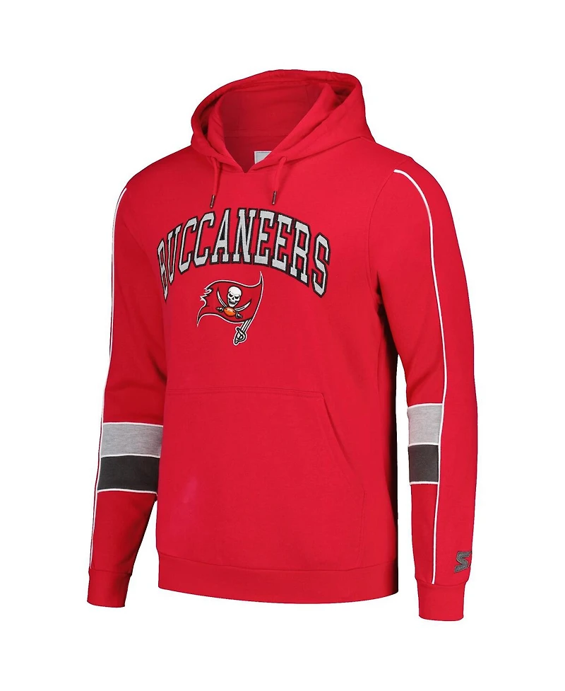 Men's Starter Red Tampa Bay Buccaneers Captain Pullover Hoodie