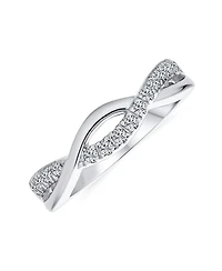 Bling Jewelry Intertwined Rope Twist Knot 1/2 Eternity Clear Pave Cubic Zirconia Cz Infinity Band Ring .925 Sterling Silver