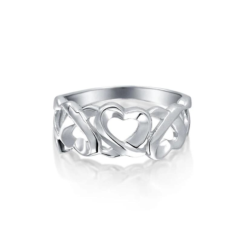 Bling Jewelry Bff Friendship Open Heart Huggies Kisses Xo Eternity Band Promise Ring Sterling Silver