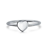Bling Jewelry Tiny Minimalist Blank Plain Flat Heart Shape Signet Ring Sterling Silver