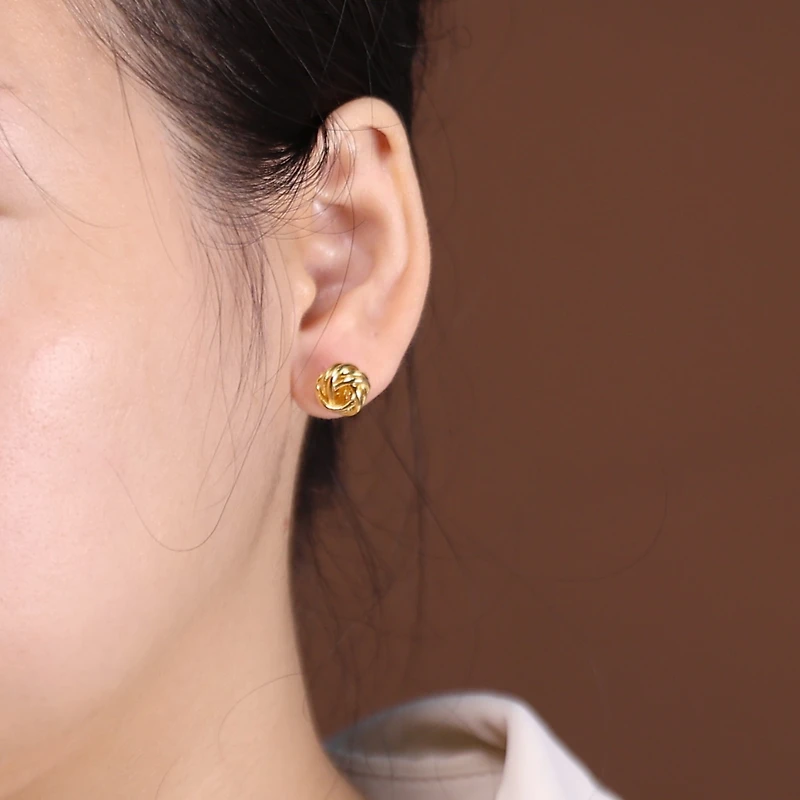 Bling Jewelry Traditional Drop Ball Earrings Woven Rope Knot 14K Gold Plated Sterling Silver