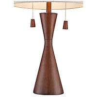 360 Lighting Omar Modern Table Lamp 28 3/4" Tall Warm Brown Wood Hourglass Oatmeal Fabric Drum Shade for Bedroom Living Room Bedside Nightstand O