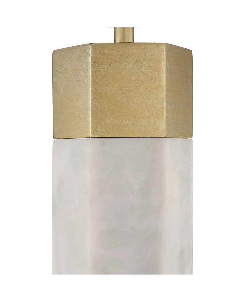 Possini Euro Design Leala Modern Accent Table Lamp 21" High Faux Marble Gold Metal Black Drum Shade for Bedroom Living Room Bedside Nightstand Of